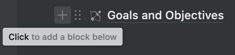 How inserting blocks inside a Notion page works like.